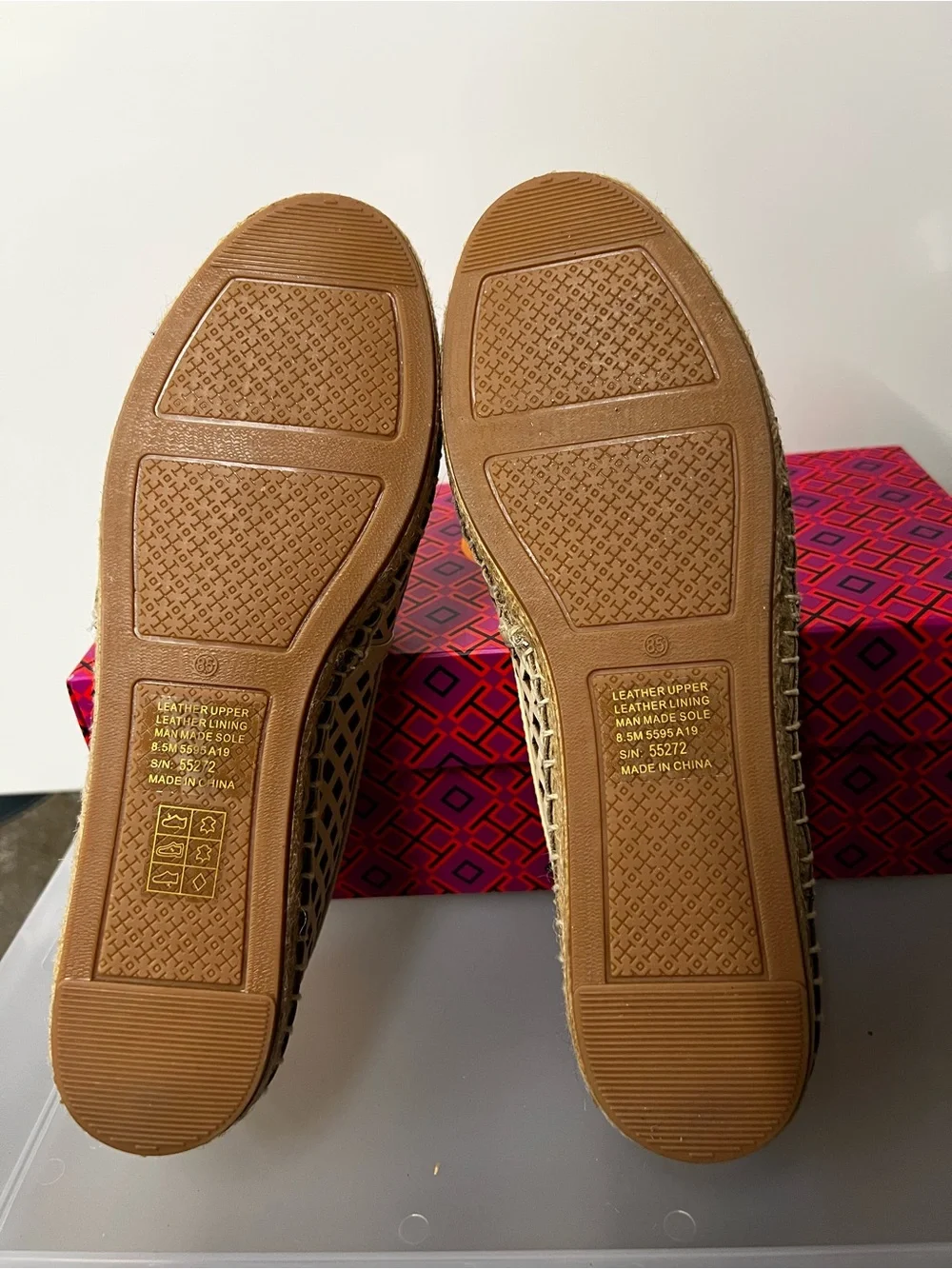 NWT Tory Burch Beige Laser-Cut Leather Espadrilles